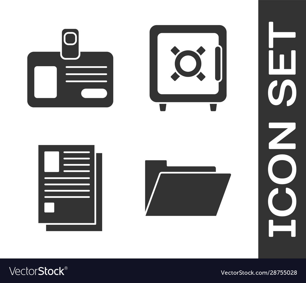 Set document folder identification badge file vector image Set document folder identification badge file