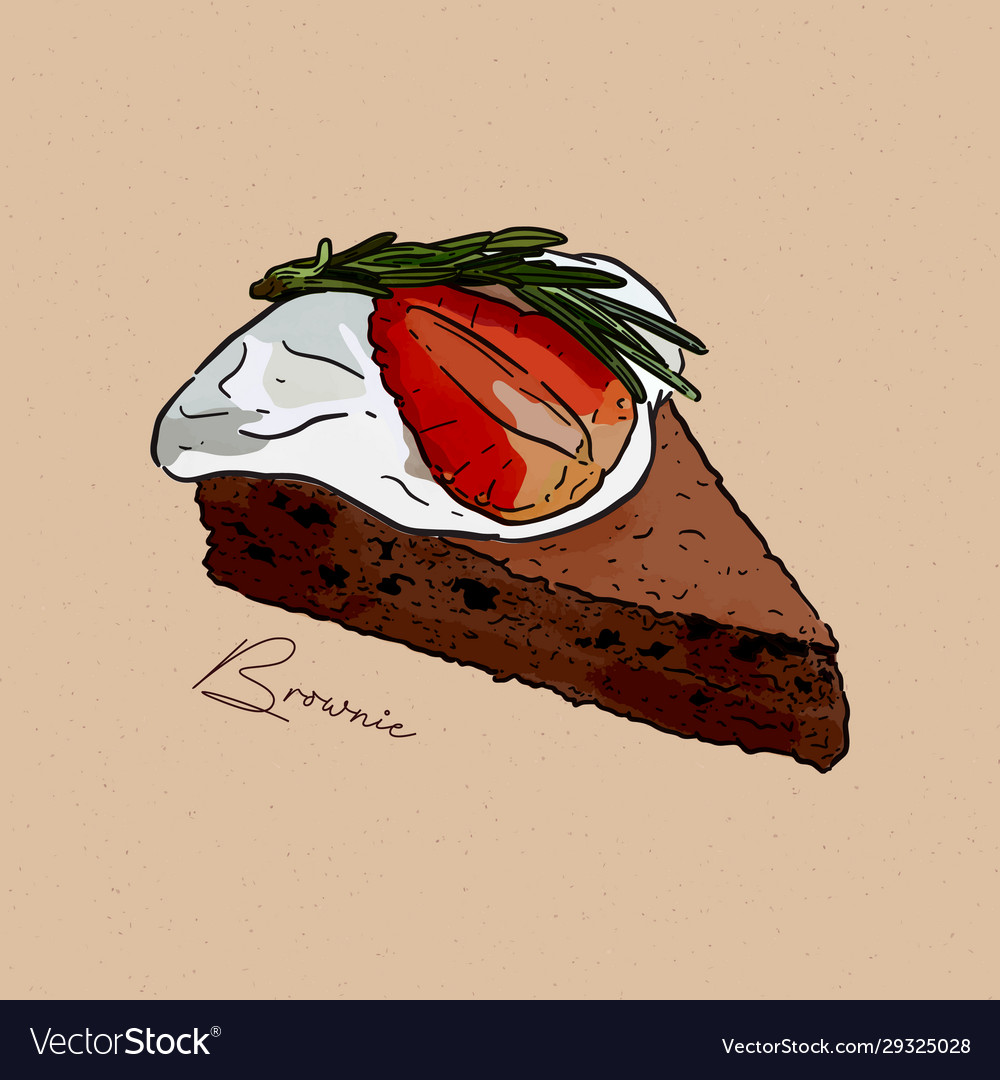 Slice browniehand draw sketch Royalty Free Vector Image