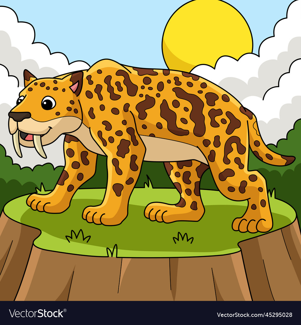 Smilodon animal colored cartoon