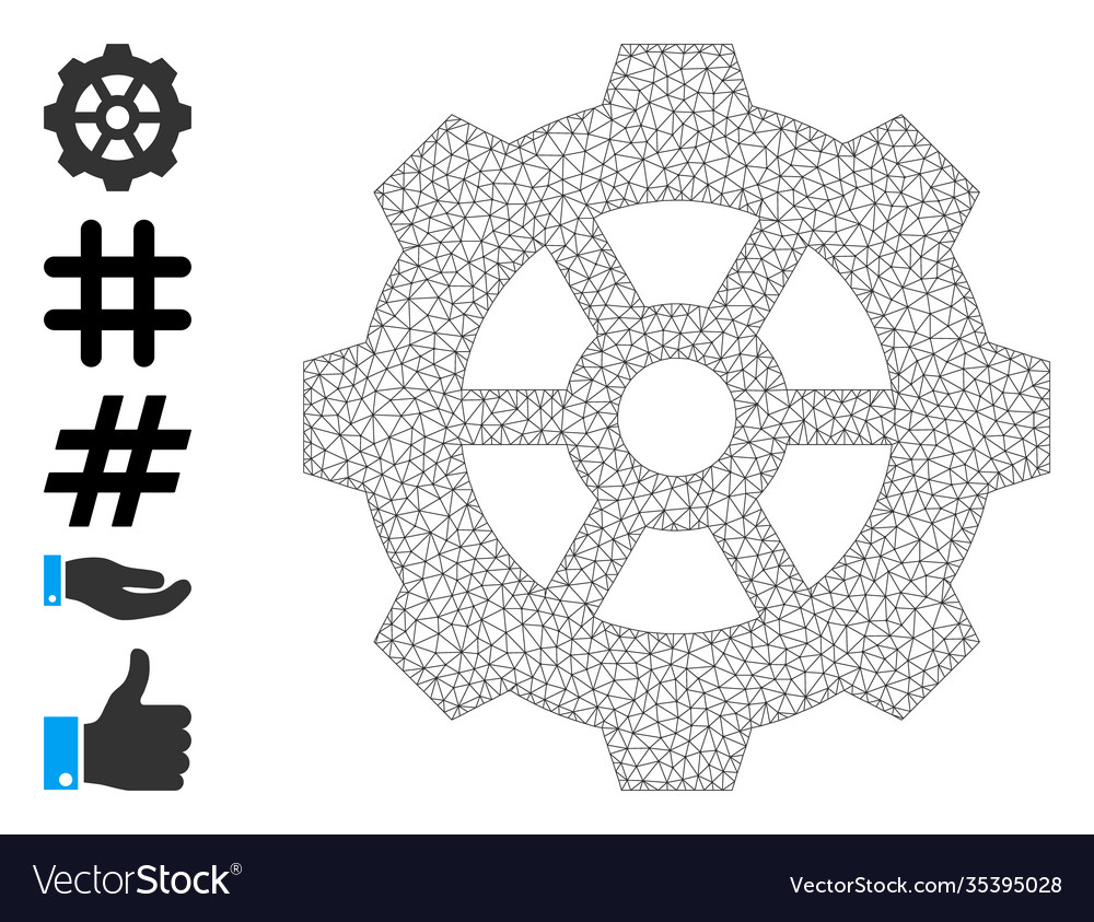 Web net gear icon with simple pictograms vector image Web net gear icon with simple pictograms