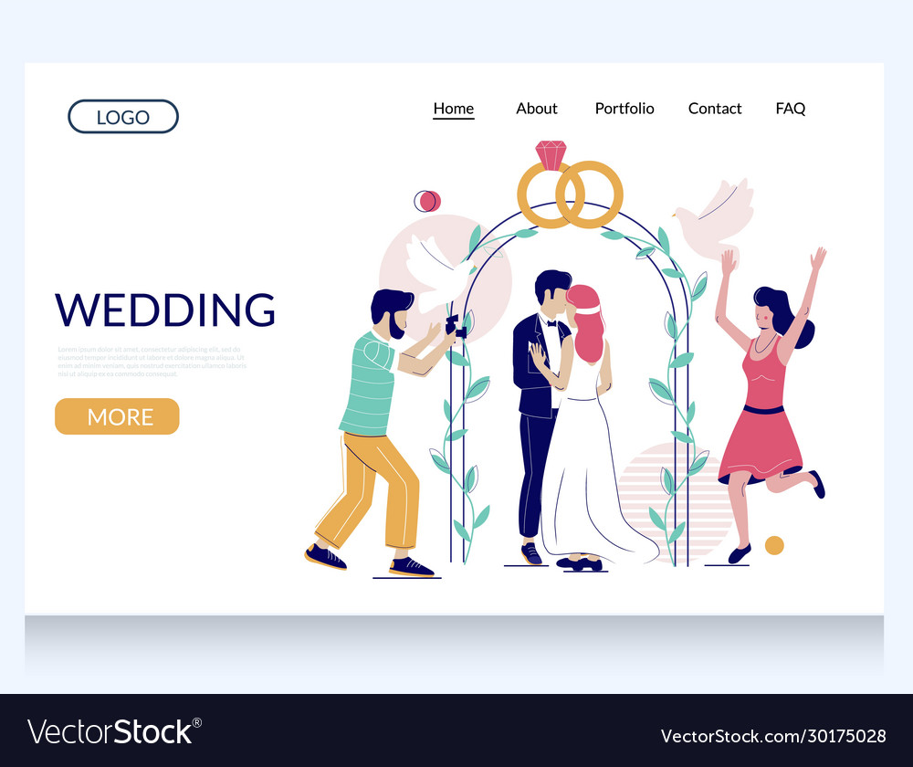 Wedding website landing page design Royalty Free Vector