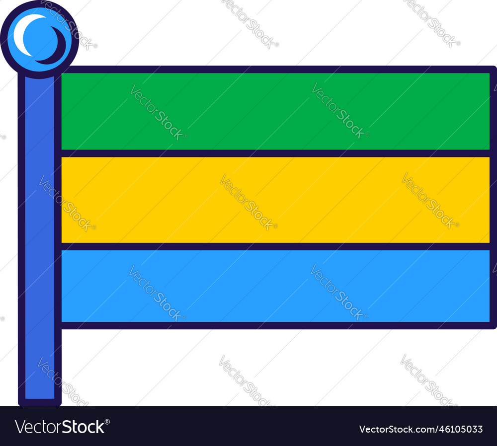 Gabon african country flag on flagstaff