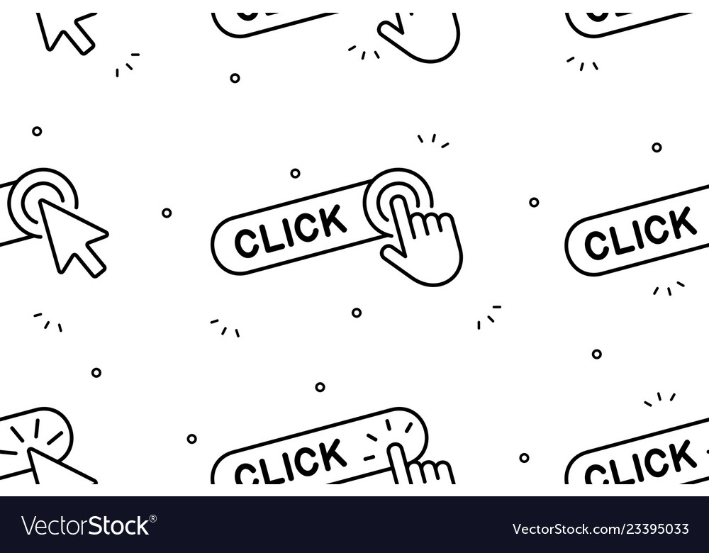 Seamless pattern with hand cursor and icons