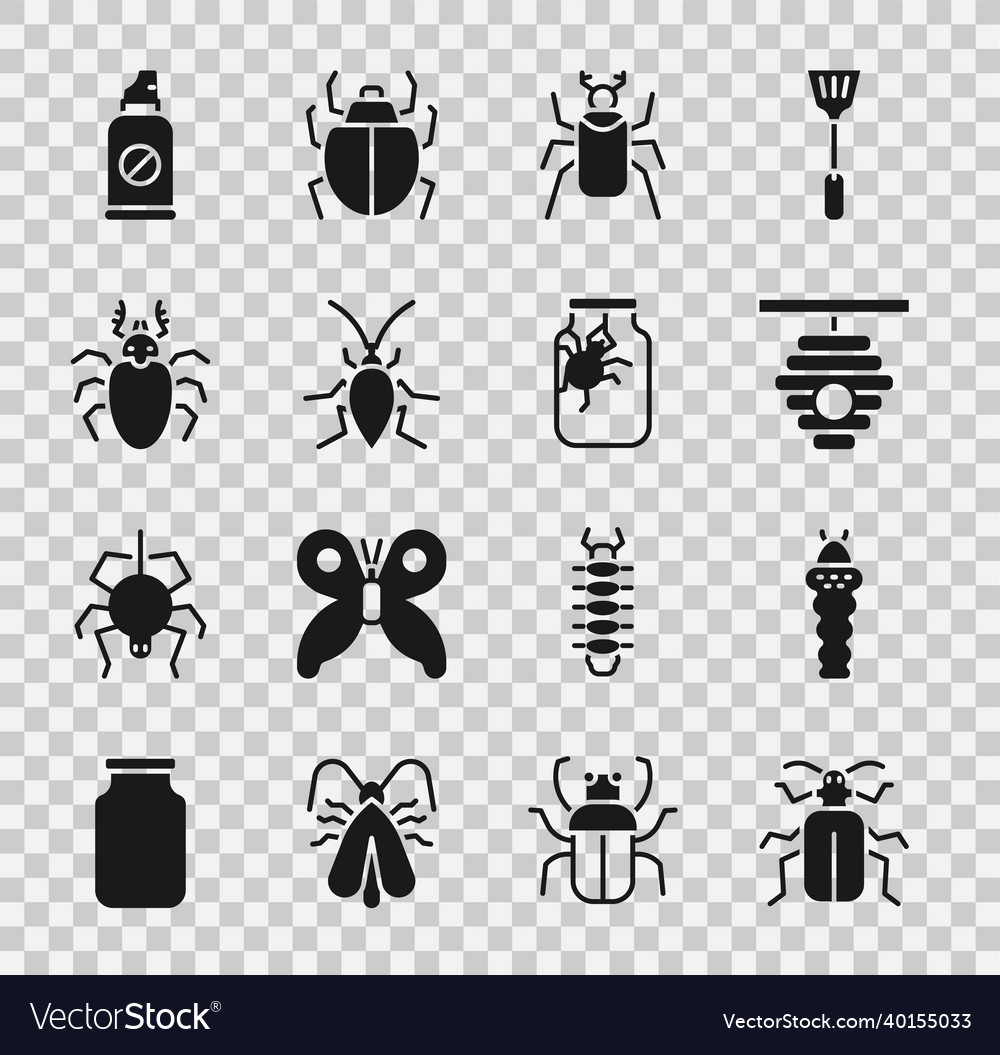 Set chafer beetle larva insect hive for bees Vector Image