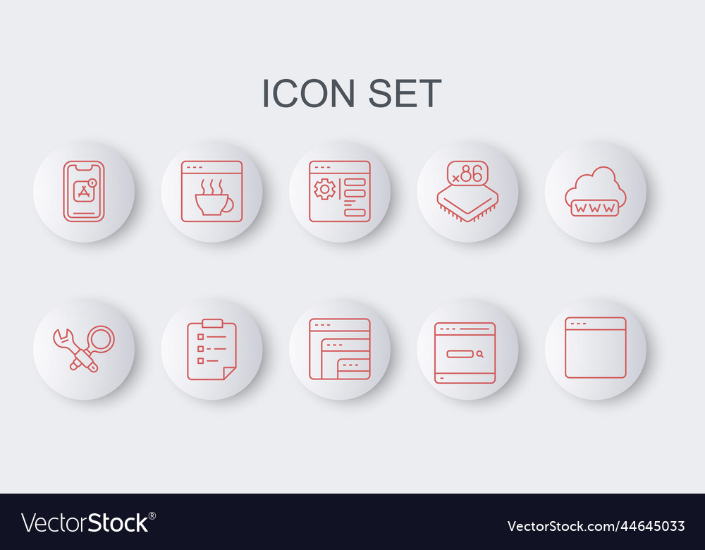 Set line browser window debugging setting vector image Set line browser window debugging setting