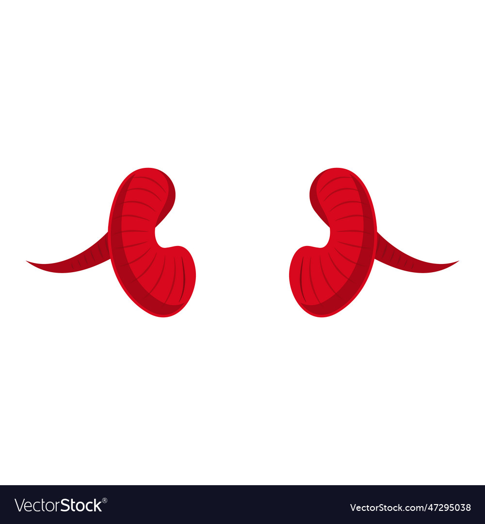 Curved red devil horns