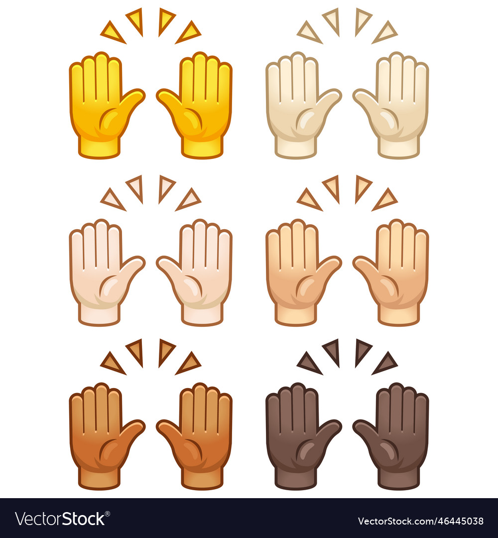 Emotional pray high five emoji hand set Royalty Free Vector