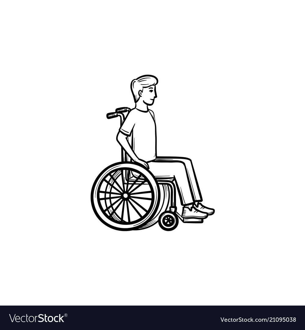 Disable person in wheelchair hand drawn outline Vector Image