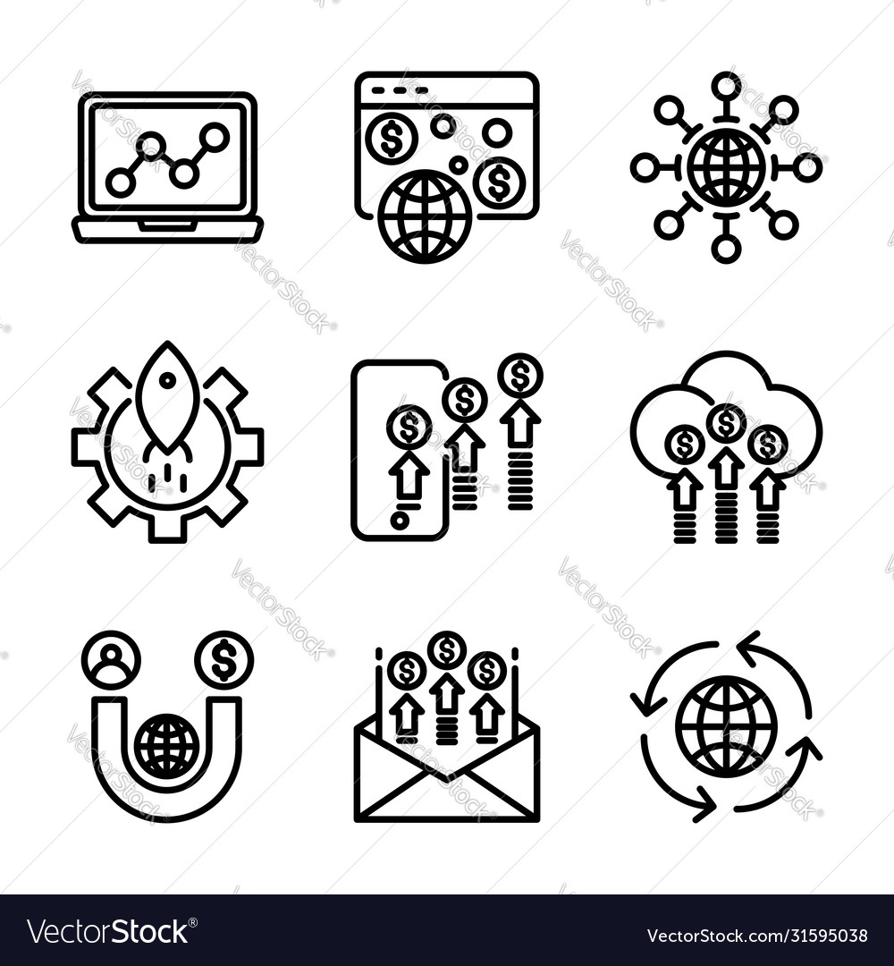 Marketing digital icon set include