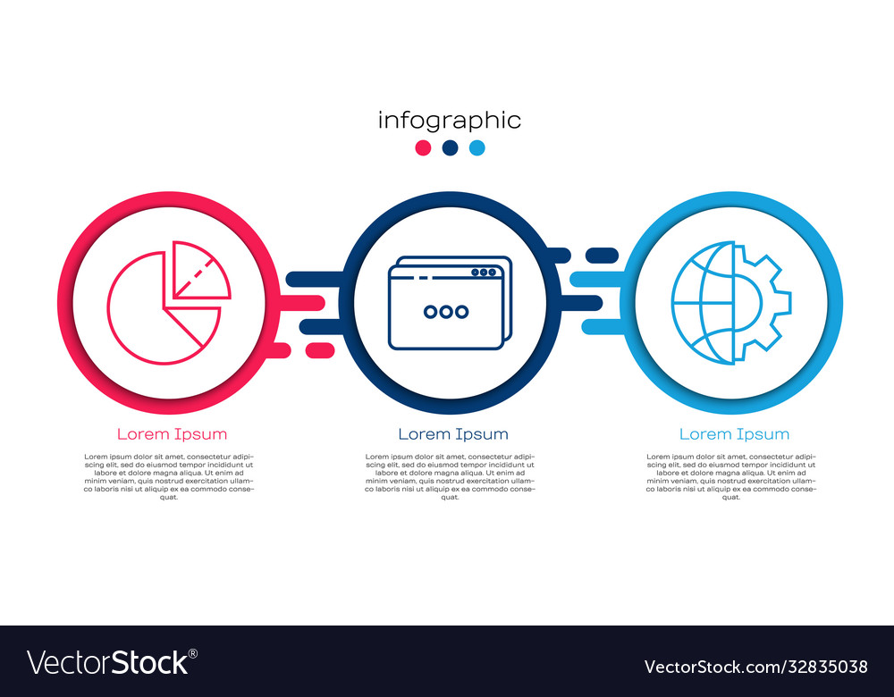 Set line pie chart infographic website template vector image Set line pie chart infographic website template