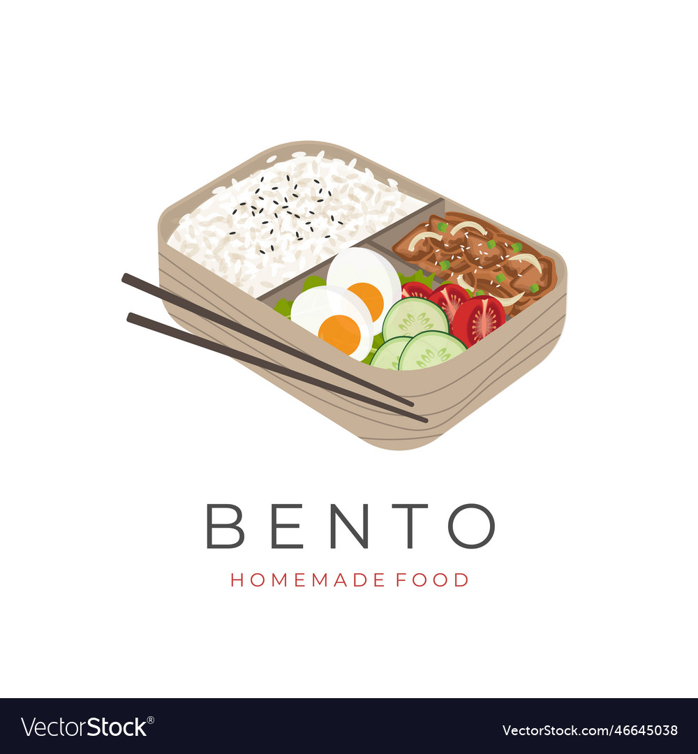 Traditional wooden bento lunch box Royalty Free Vector Image