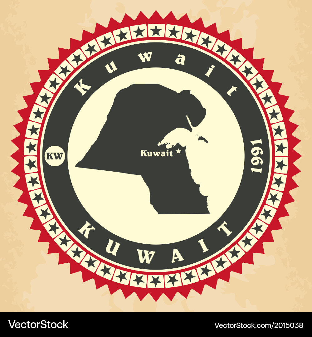 Vintage labelsticker cards kuwait Royalty Free Vector Image