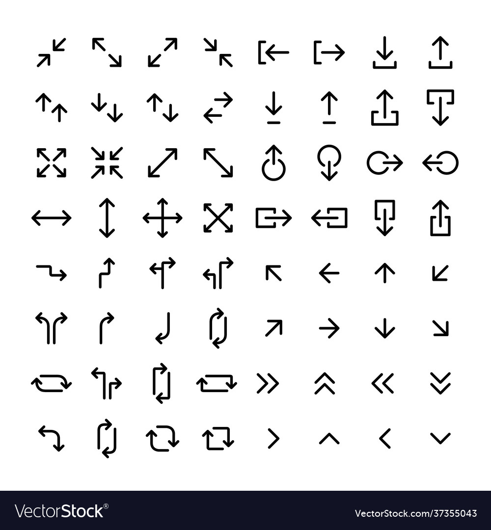64 arrows pixel perfect editable stroke ui icons vector image 64 arrows pixel perfect editable stroke ui icons