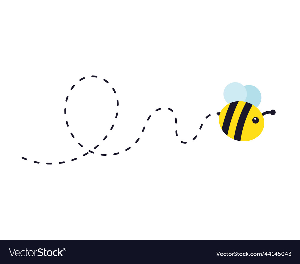 Bee flying path a in dotted line