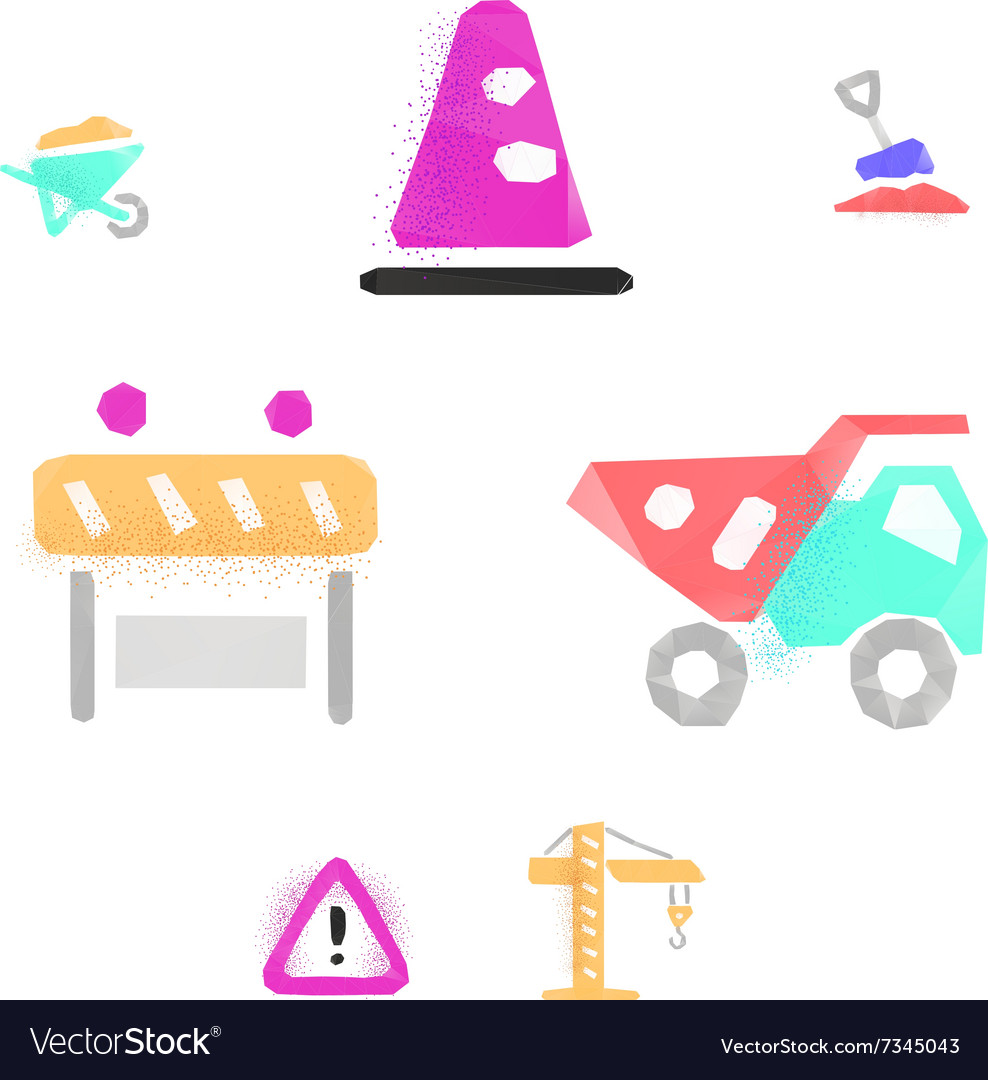 Construction works polygonal icons