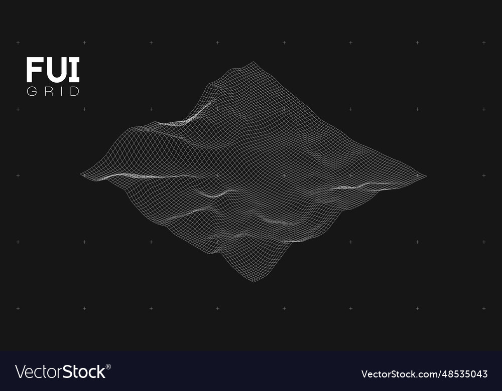 Fui gui 3d landscape scan grid abstract vector image Fui gui 3d landscape scan grid abstract