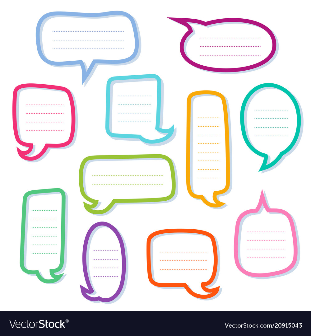 Hand Drawn Outline Speech Bubbles Dialogs Boxes Vector Image Hand Drawn Outline Speech Bubbles Dialogs Boxes Vector Image