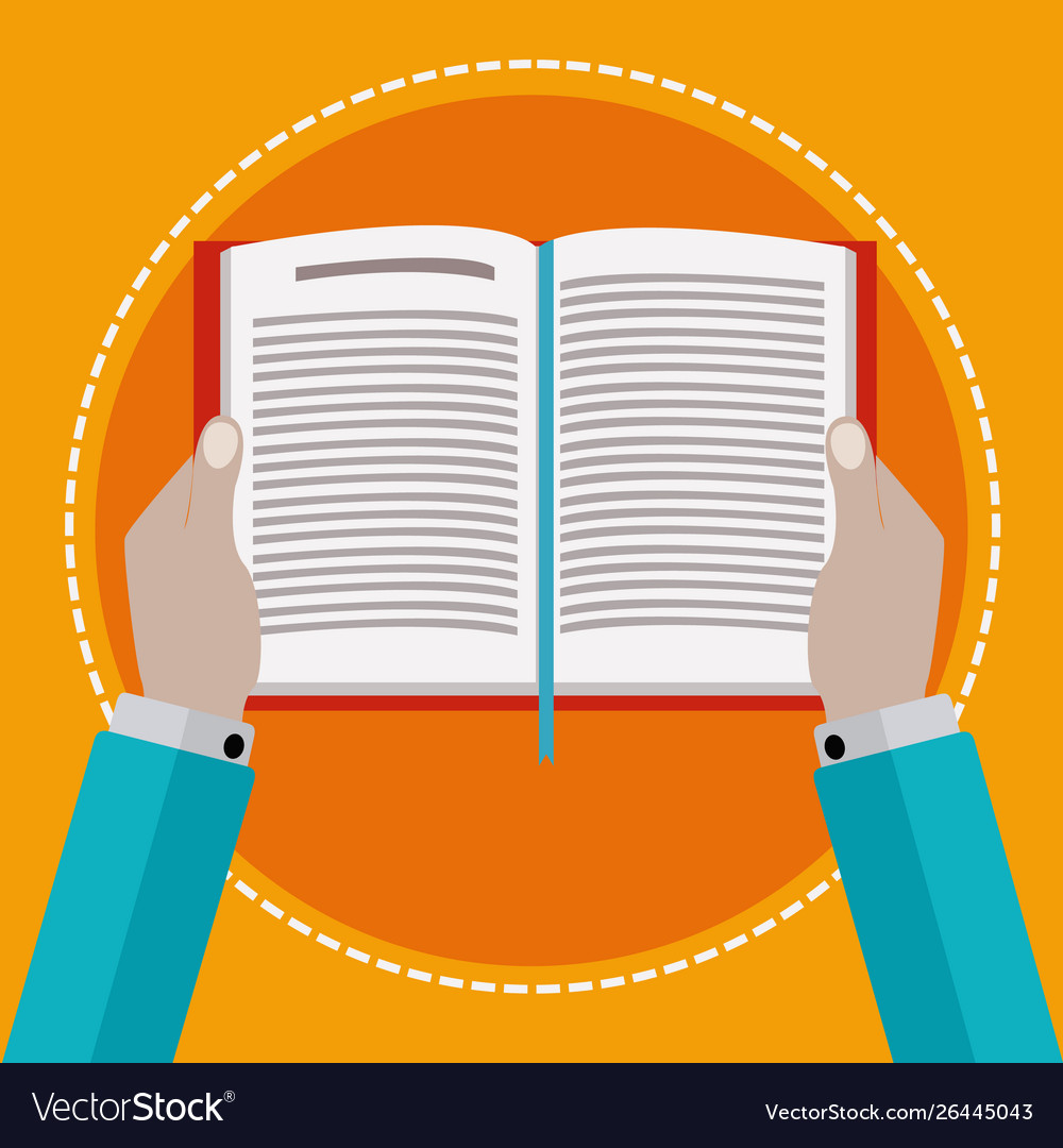 Hands Holding A Book While Reading Royalty Free Vector Image