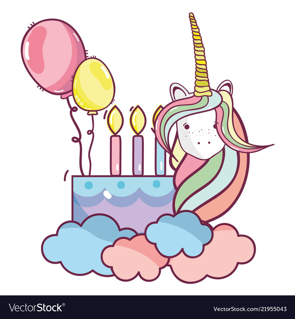 Happy birthday unicorn cartoons Royalty Free Vector Image