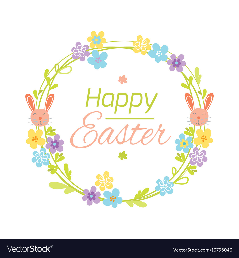 Happy Easter Hand Drawn Badge With Hand Lettering Vector Image