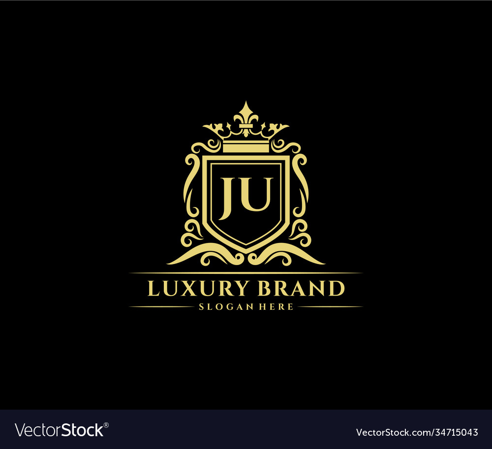 Ju initial letter gold calligraphic feminine