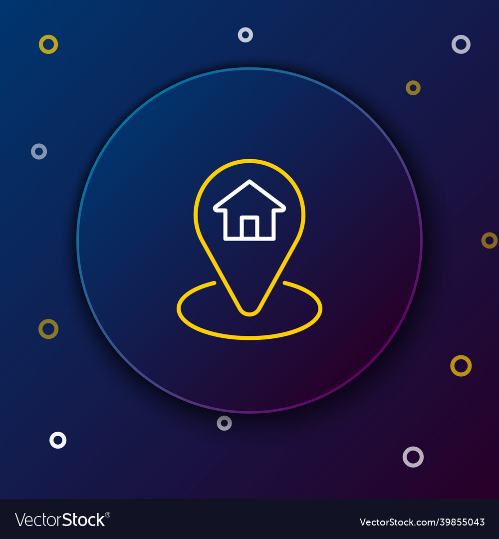Line map pointer with house icon isolated on blue vector image Line map pointer with house icon isolated on blue