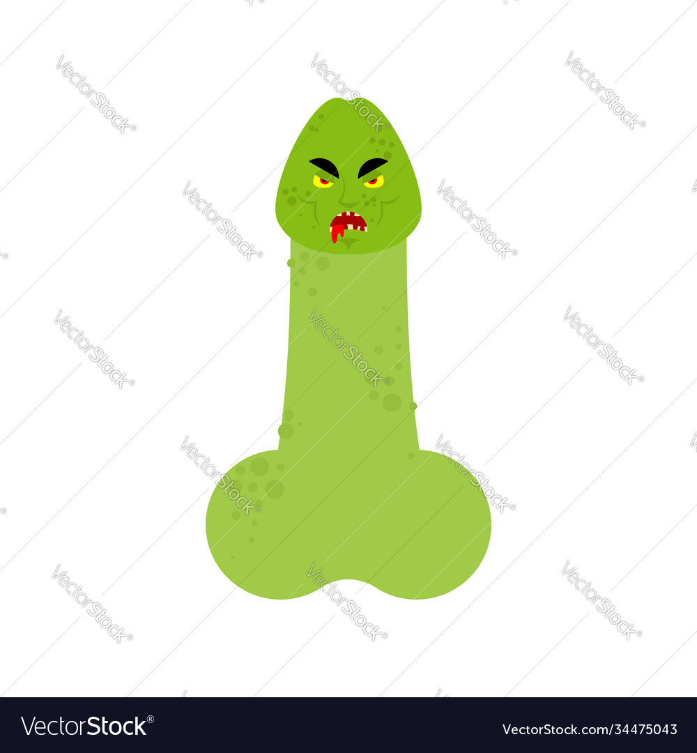 Penis zombie green isolated undead dick cartoon