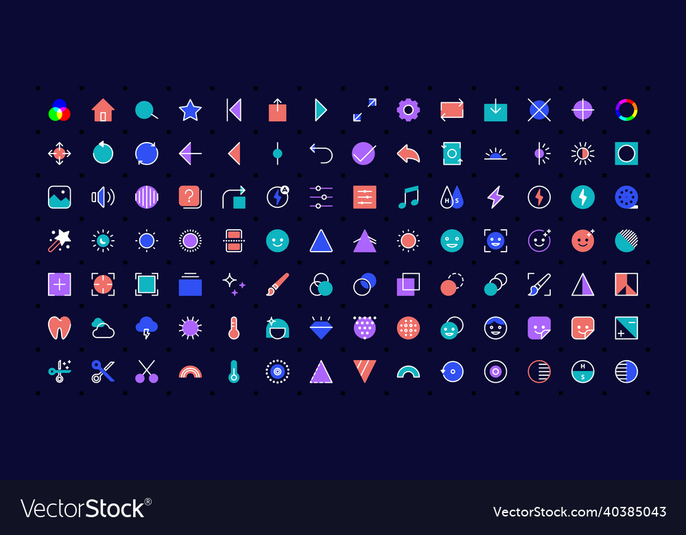 Thin line image editing icons vector image Thin line image editing icons