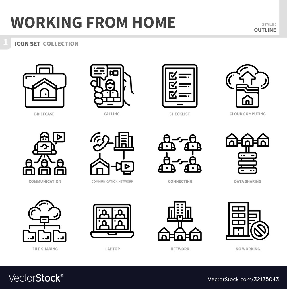 Work from home icon set Royalty Free Vector Image