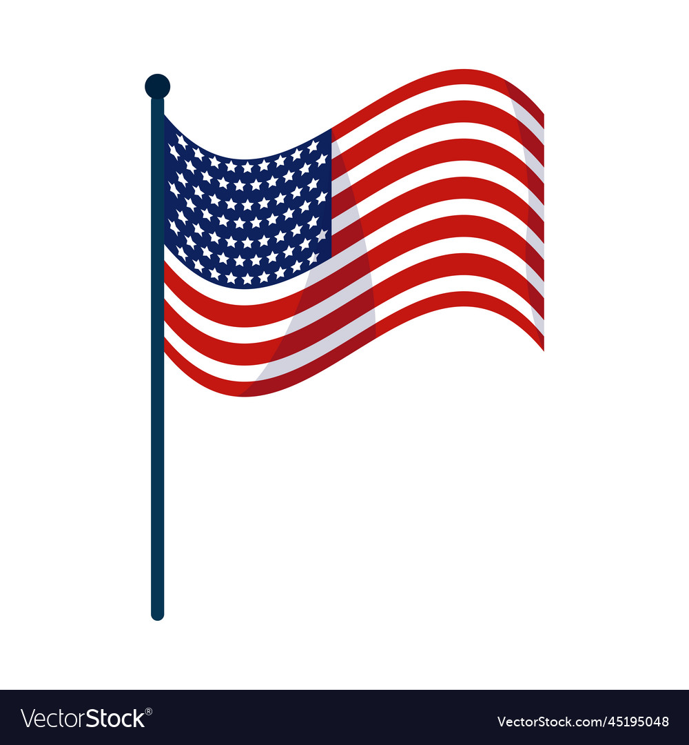 American flag in pole Royalty Free Vector Image