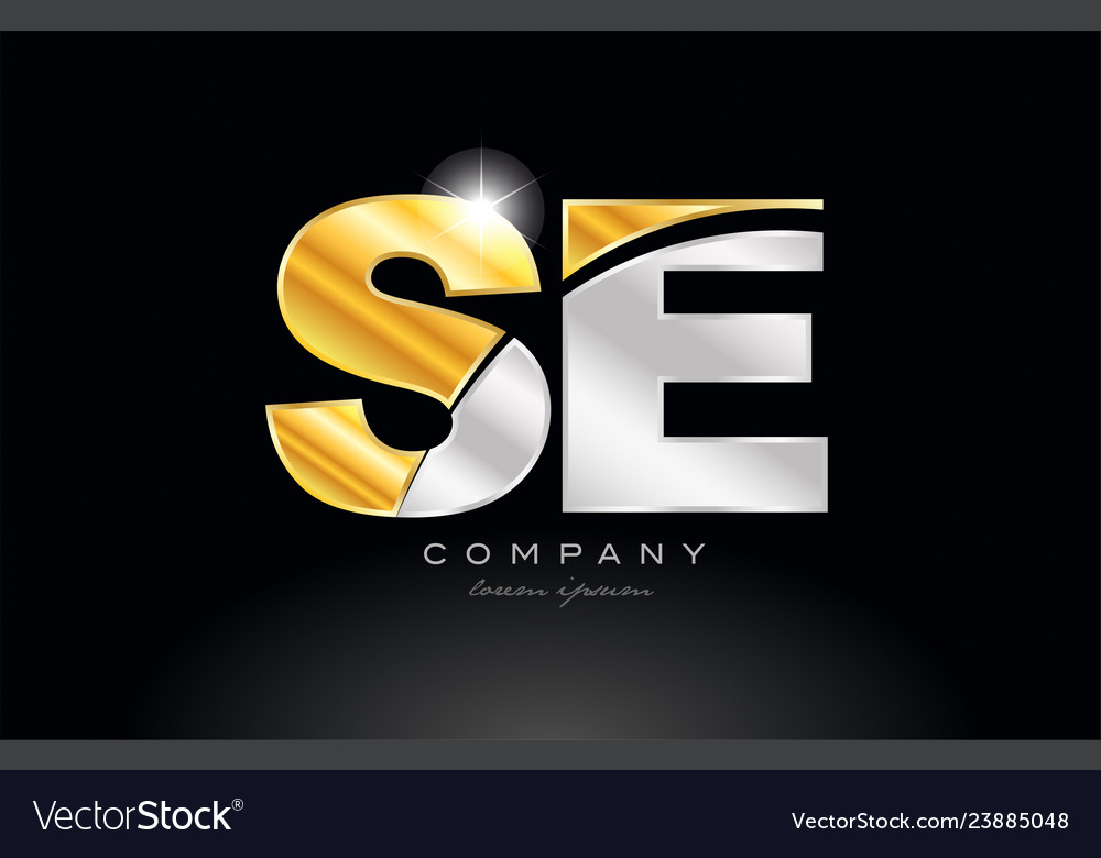 Combination letter se s e alphabet with gold Vector Image