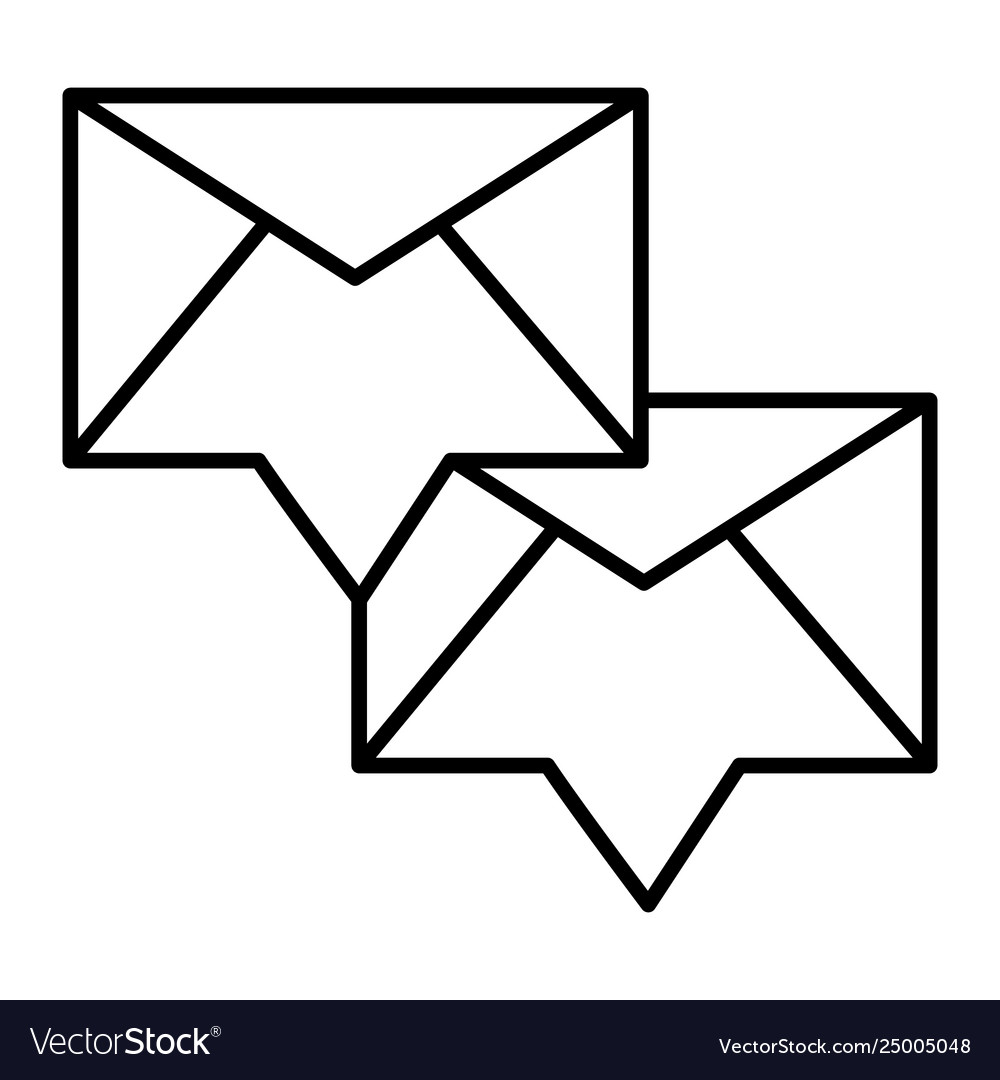 Envelope with incoming message thin line icon two