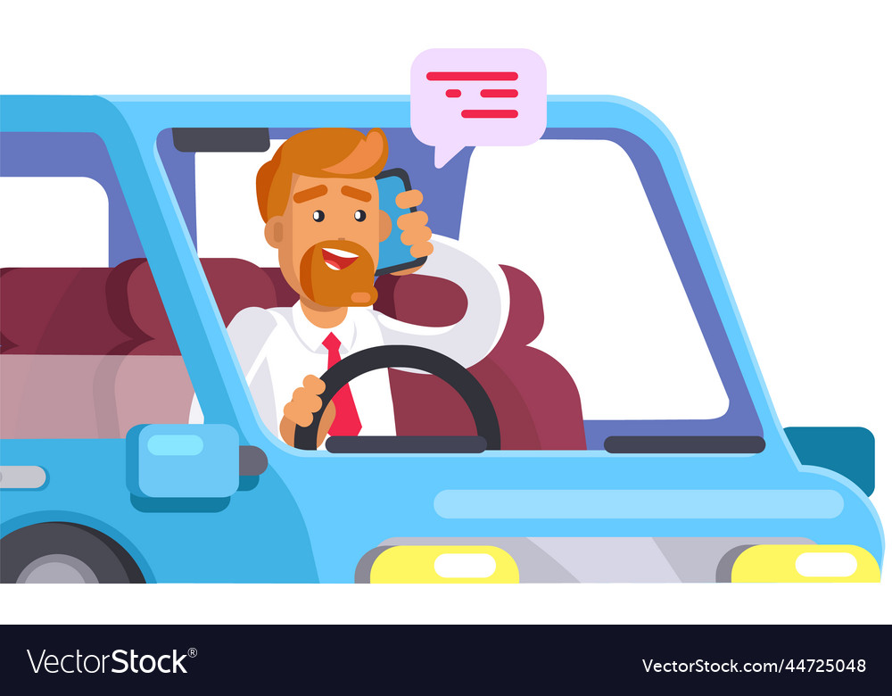 Male character in transport talking on phone Vector Image