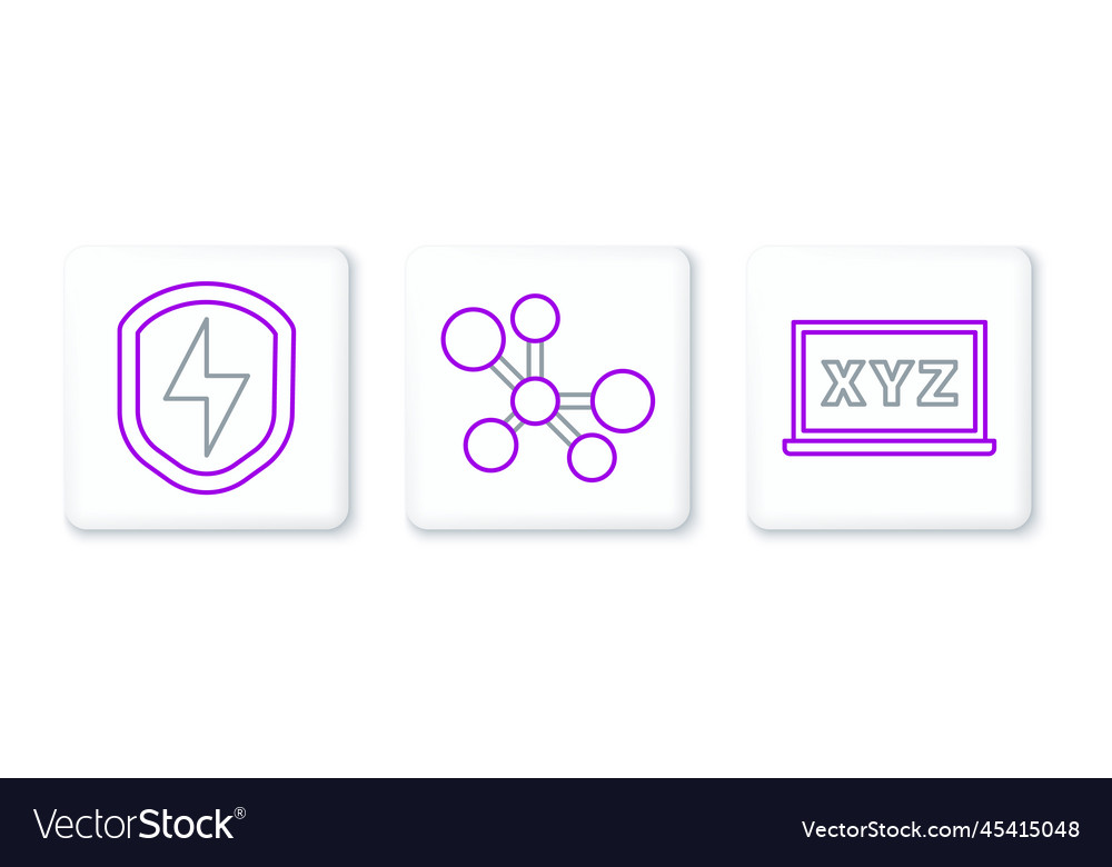 Set line xyz coordinate system secure shield vector image Set line xyz coordinate system secure shield