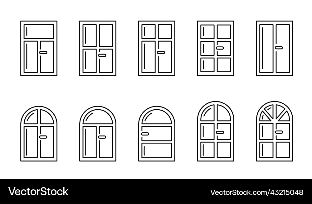 Set windows line icon architecture elements Vector Image