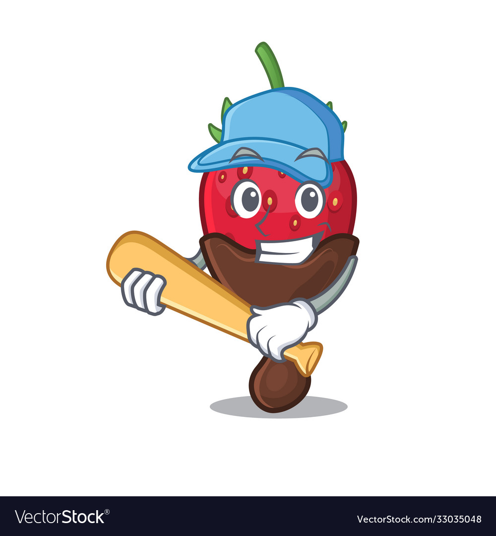 Smiley funny chocolate strawberry a mascot design