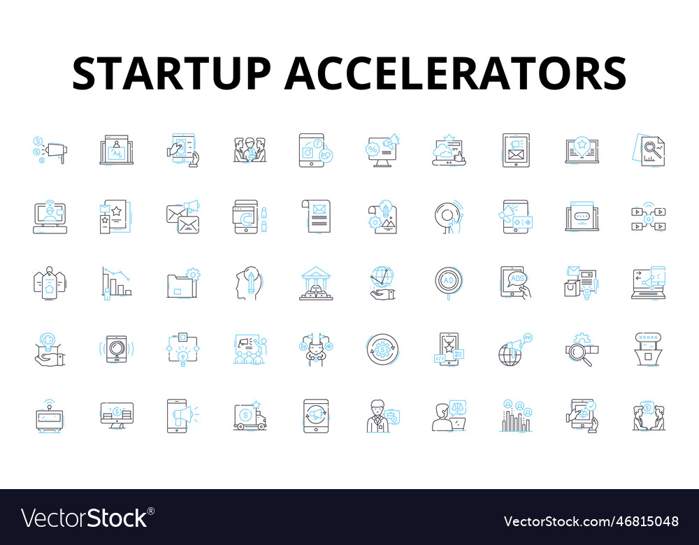 Startup accelerators linear icons set incubator vector image Startup accelerators linear icons set incubator