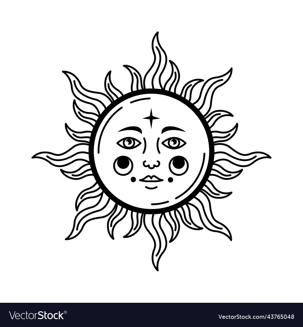 Sun with face astrology Royalty Free Vector Image