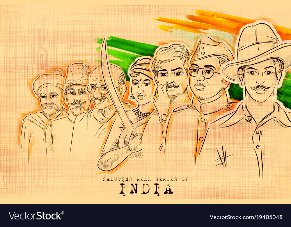 Tricolor india background with nation hero Vector Image