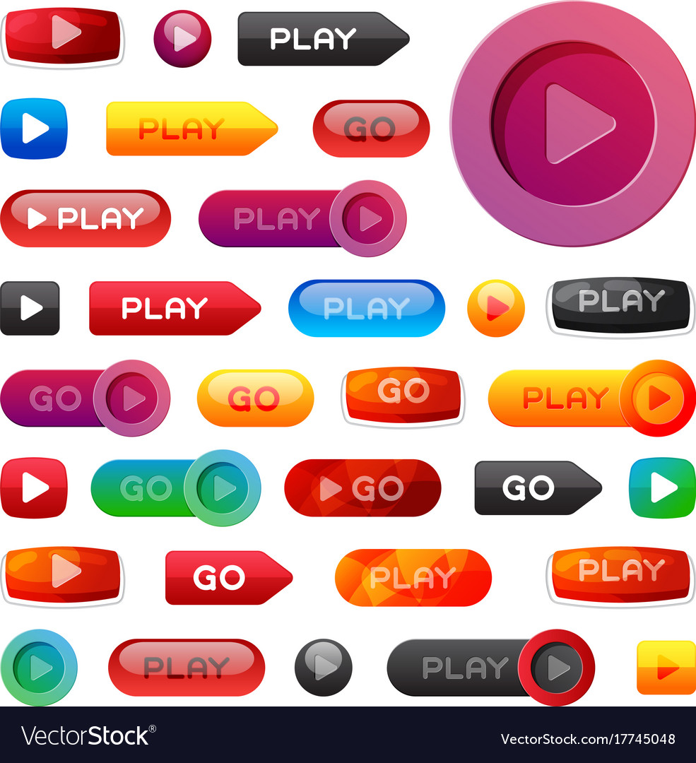 Ui interface button play media internet website Vector Image