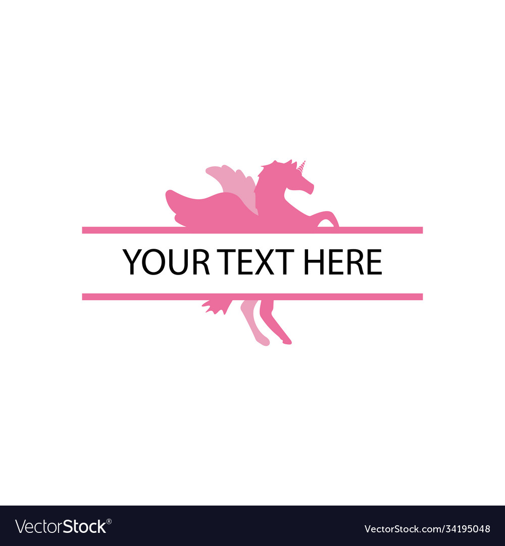 Unicorn with split text design template isolated