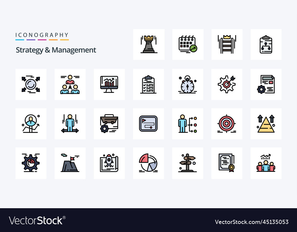 25 strategy and management line filled style icon