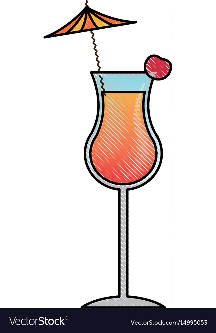 Alcohol drink icon cold cocktail with umbrella