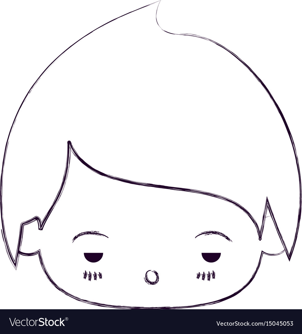 Blurred thin silhouette of kawaii head little Vector Image