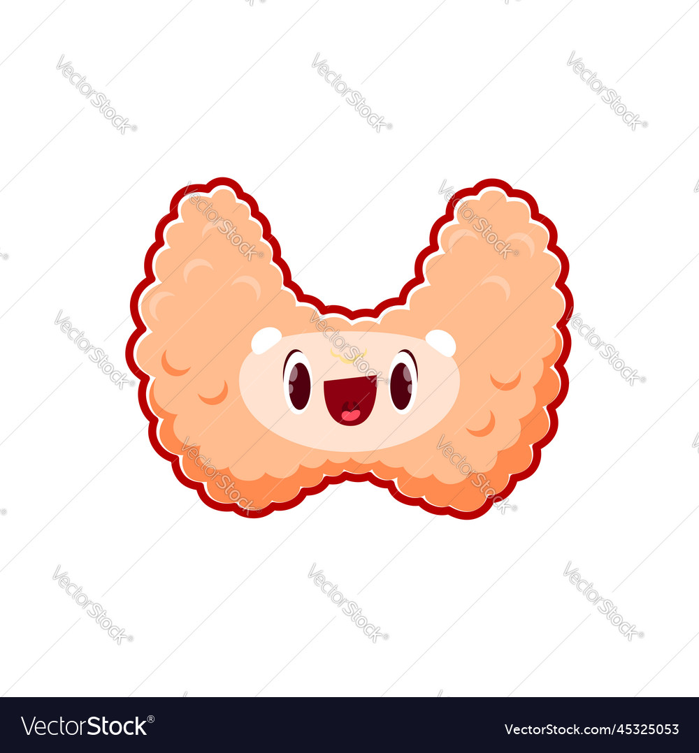 Cartoon Thyroid Gland Human Body Organ Character Vector Image