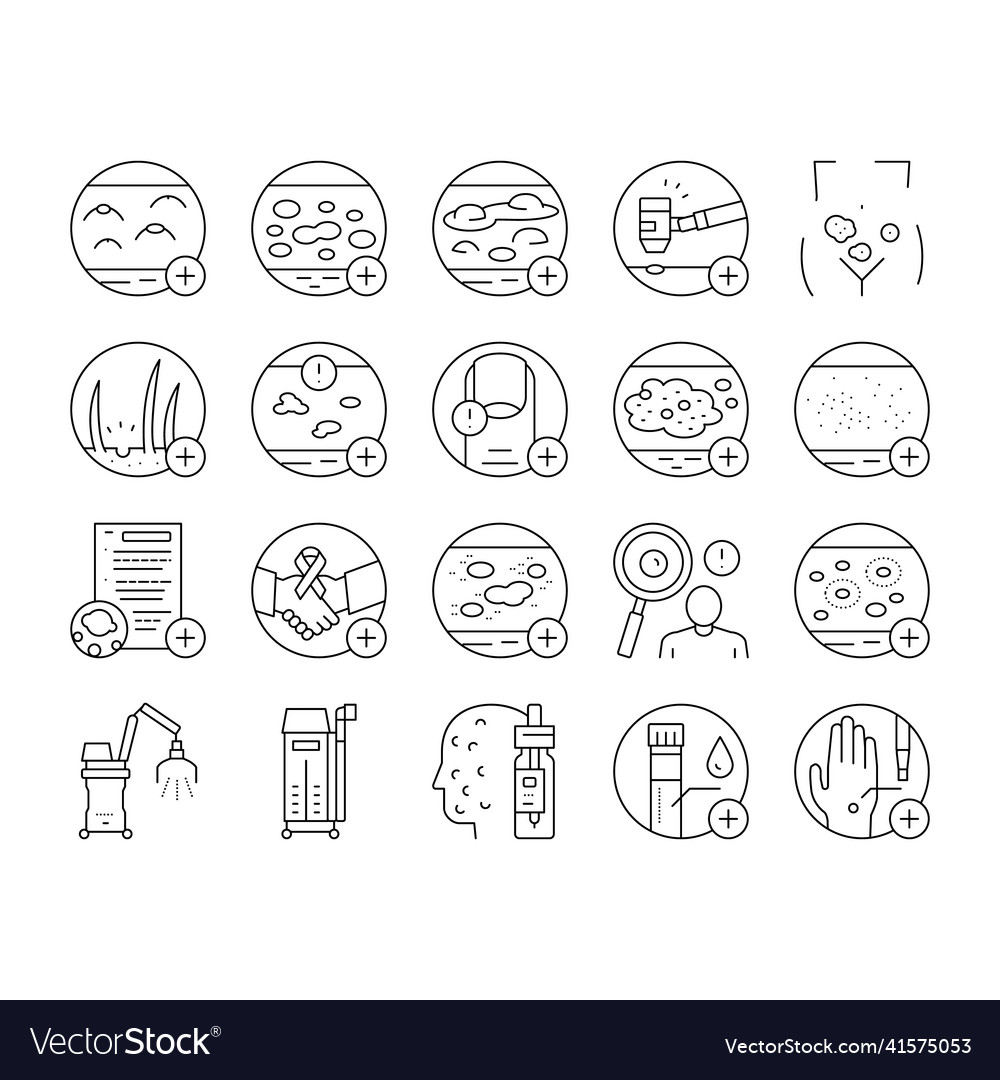 Dermatologie Problem Sammlung Icons Set