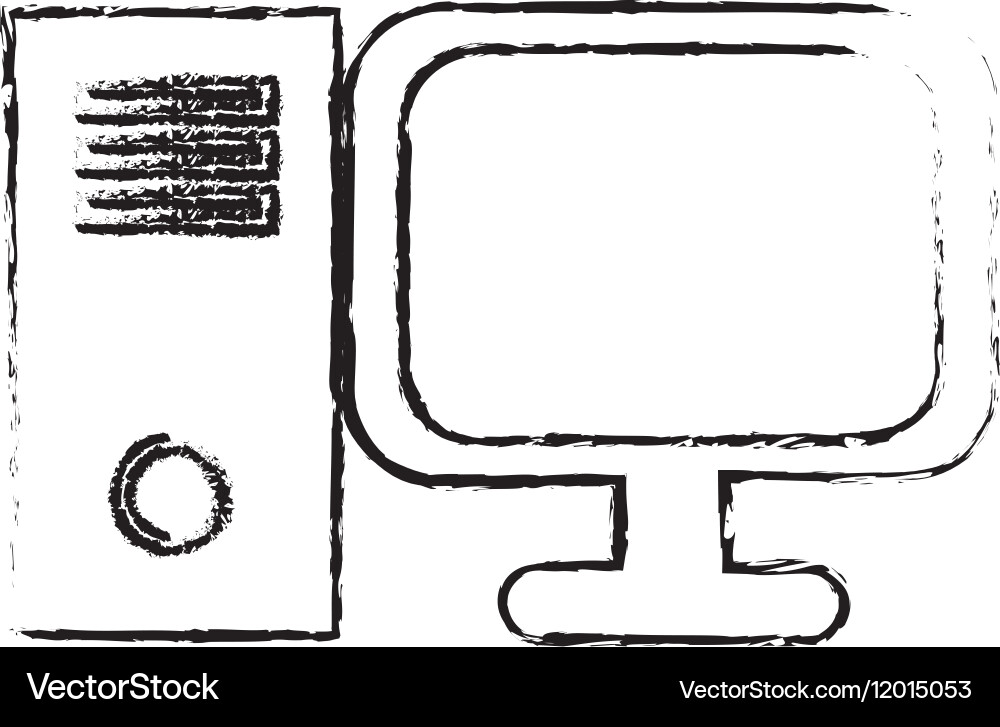 Desk computer icon image Royalty Free Vector Image