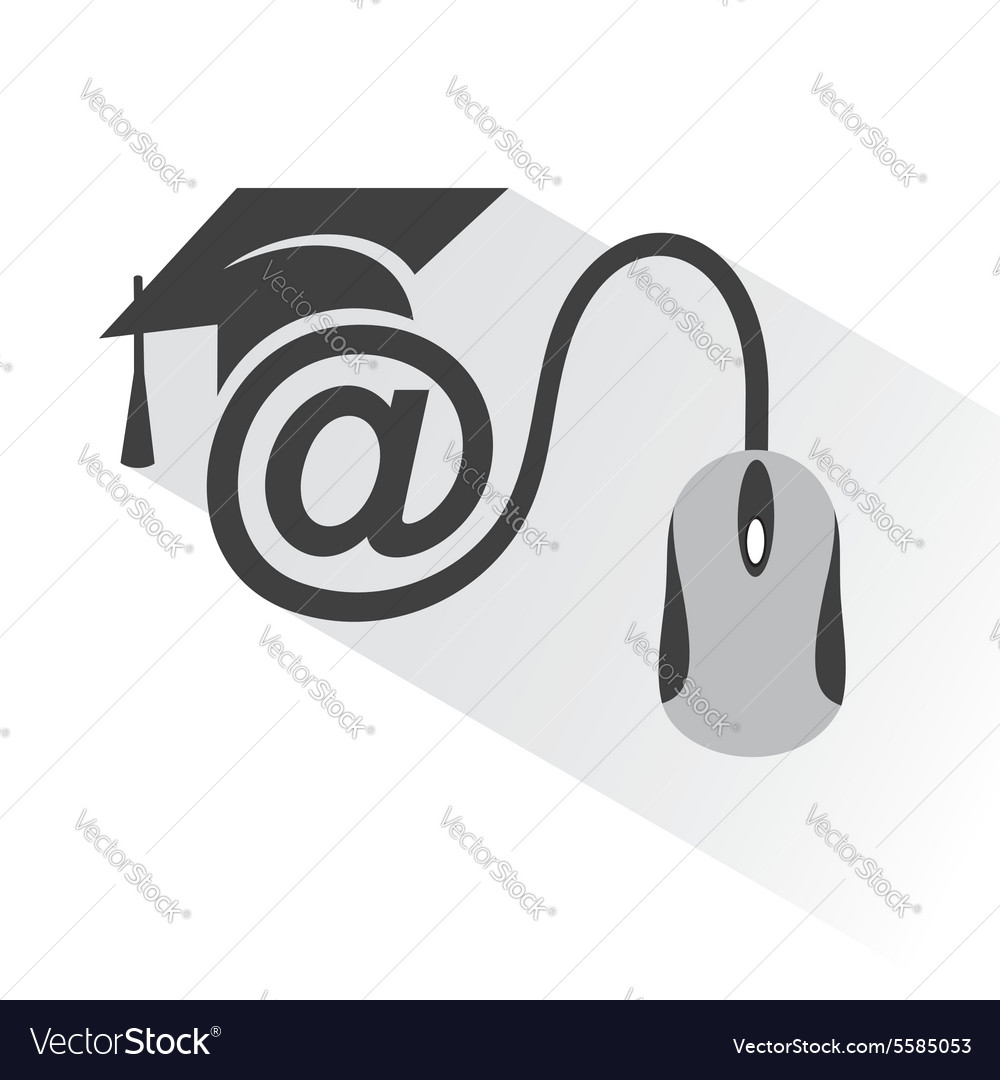 E-learning concept with graduation cap and compute