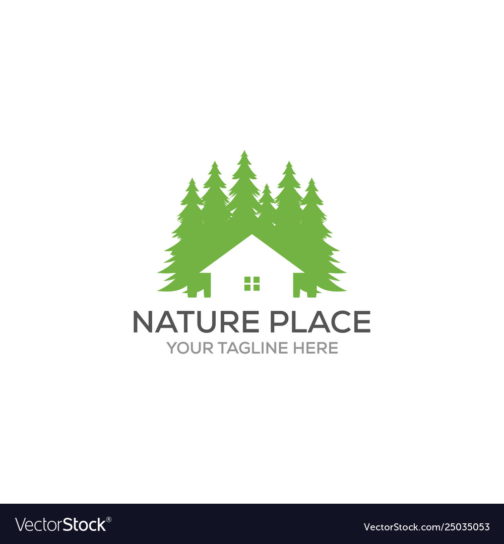 Logo Design Template Pine Trees And House That Vector Image