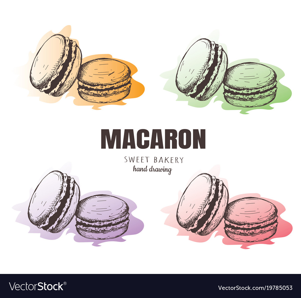 Macaron macaroon macaron sketch set Royalty Free Vector